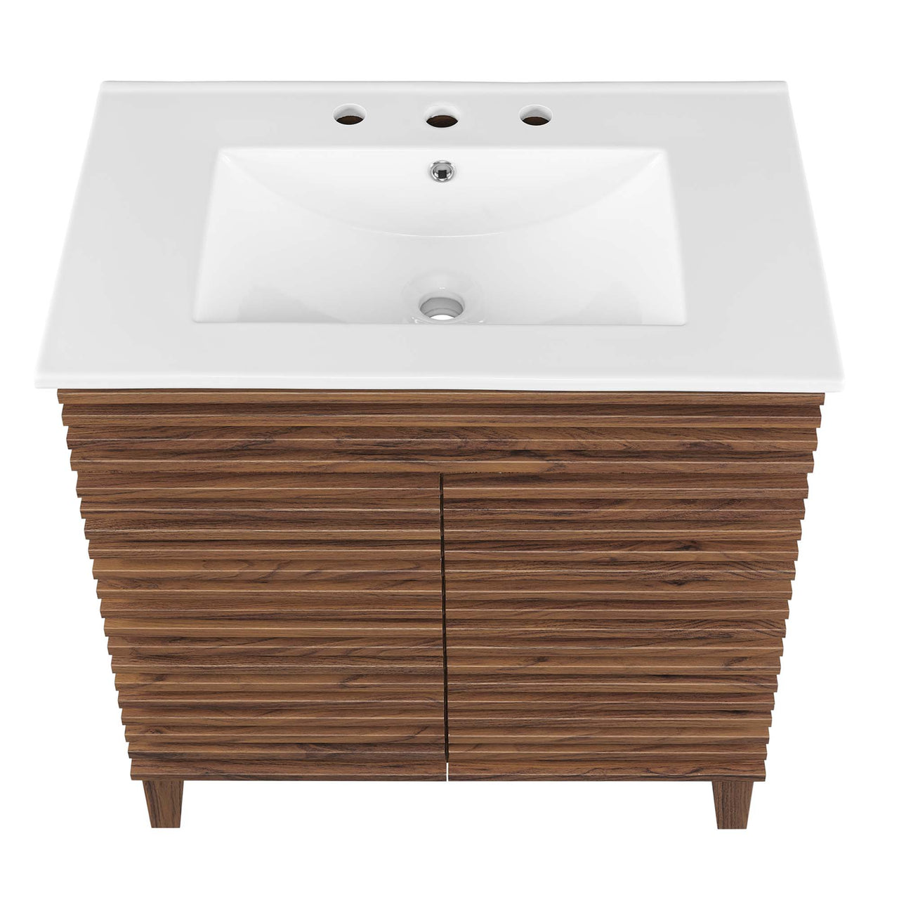 Ventra Vanity Base with Storage, Medium, Walnut & White