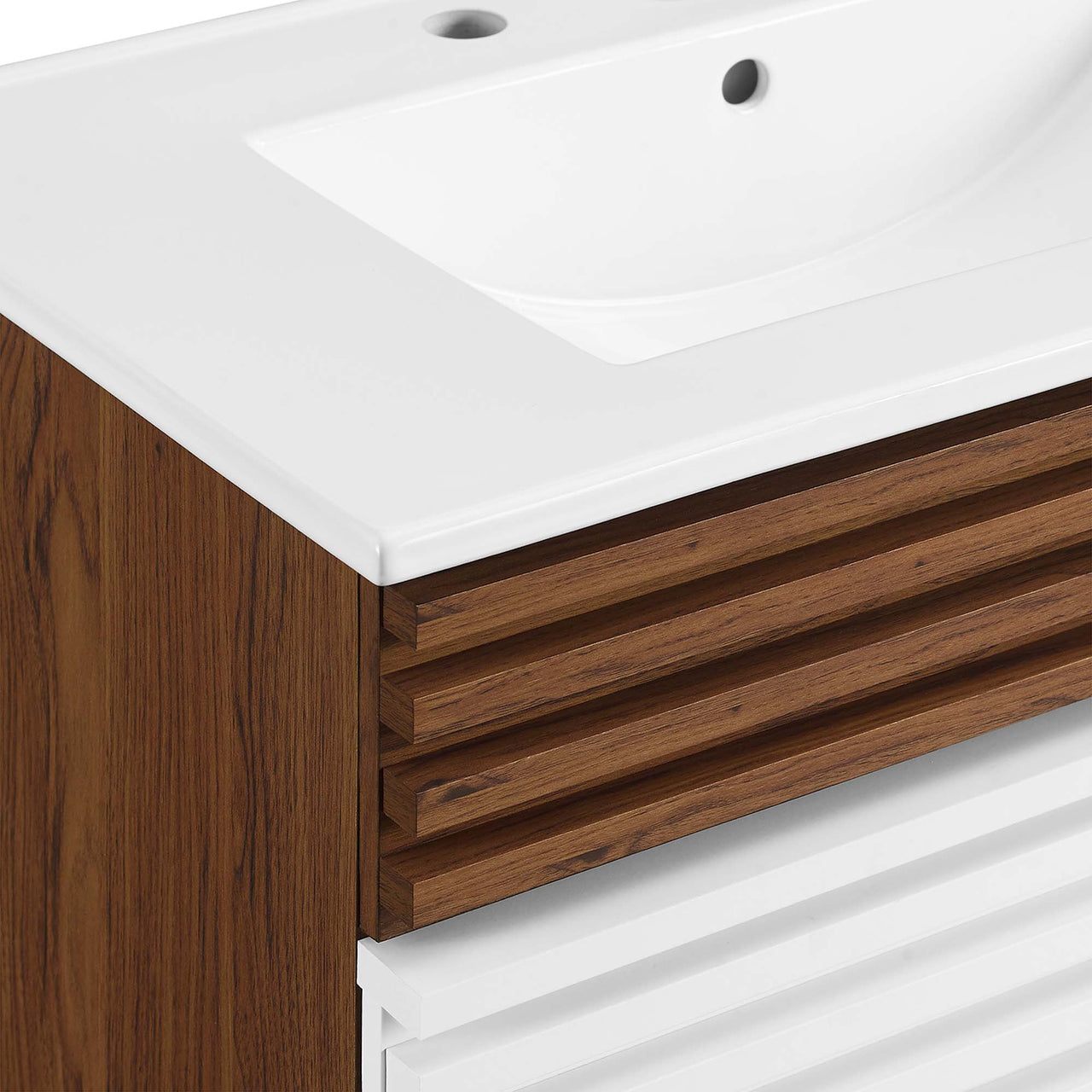 Ventra Vanity Base with Storage, Medium, Walnut & White