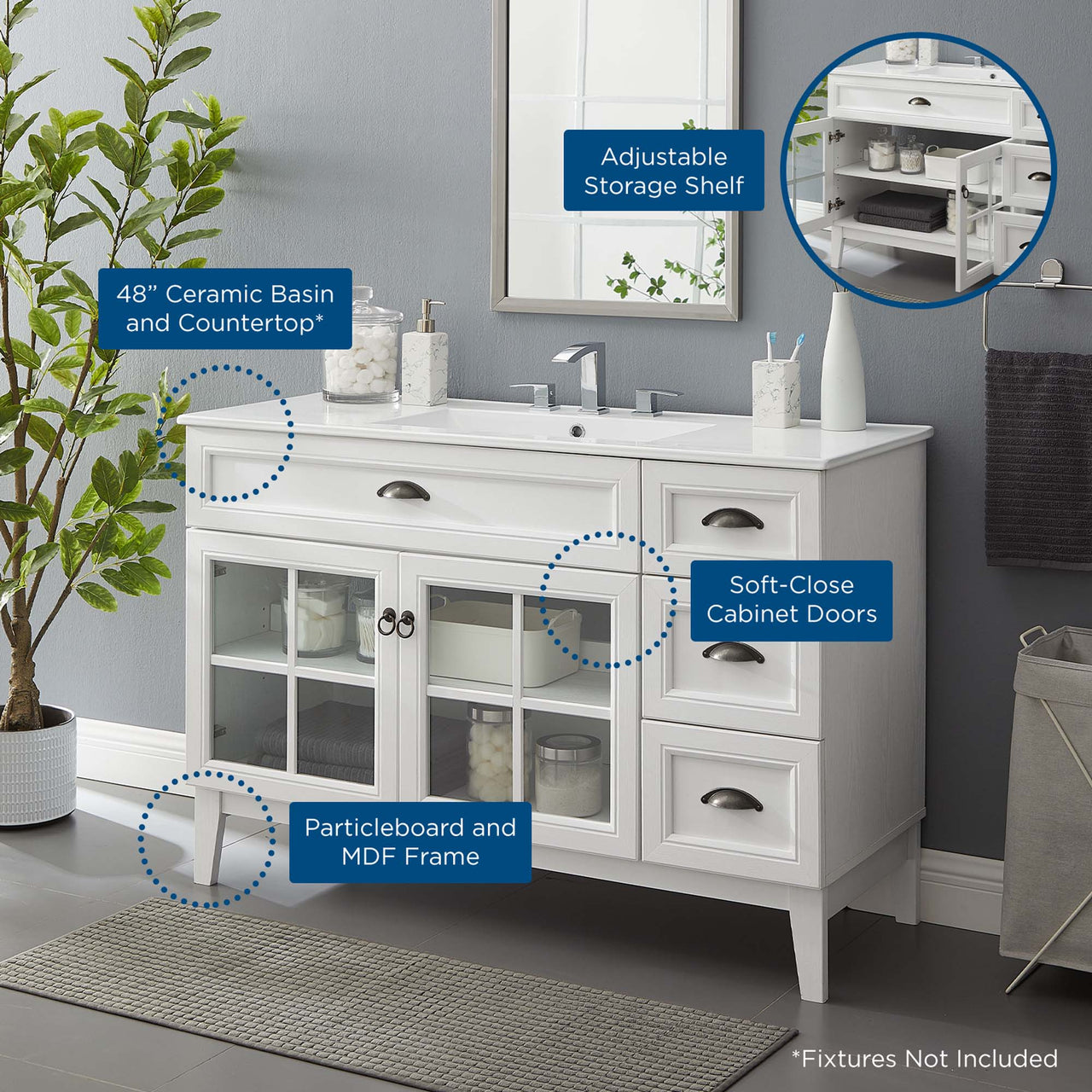 Paradise Vanity Unit, Extra Large, White