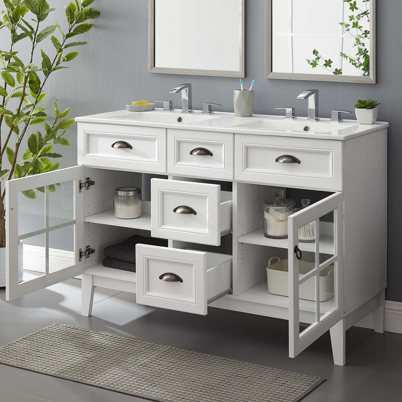 Paradise Double Sink Vanity Unit, Extra Large, White