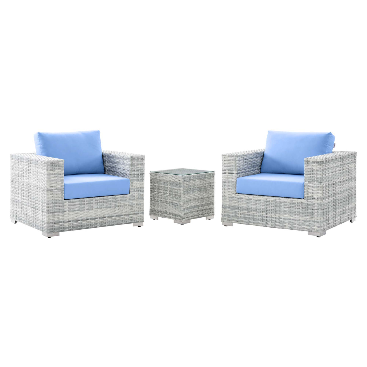 Conversation 3-Piece Alfresco Set, Light Gray & Light Blue