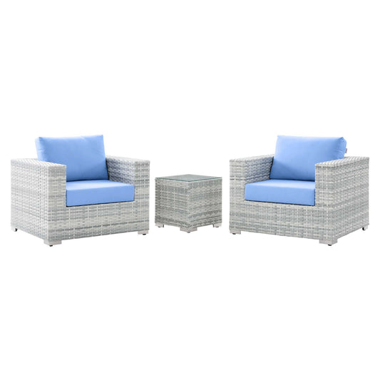 Conversation 3-Piece Alfresco Set, Light Gray & Light Blue