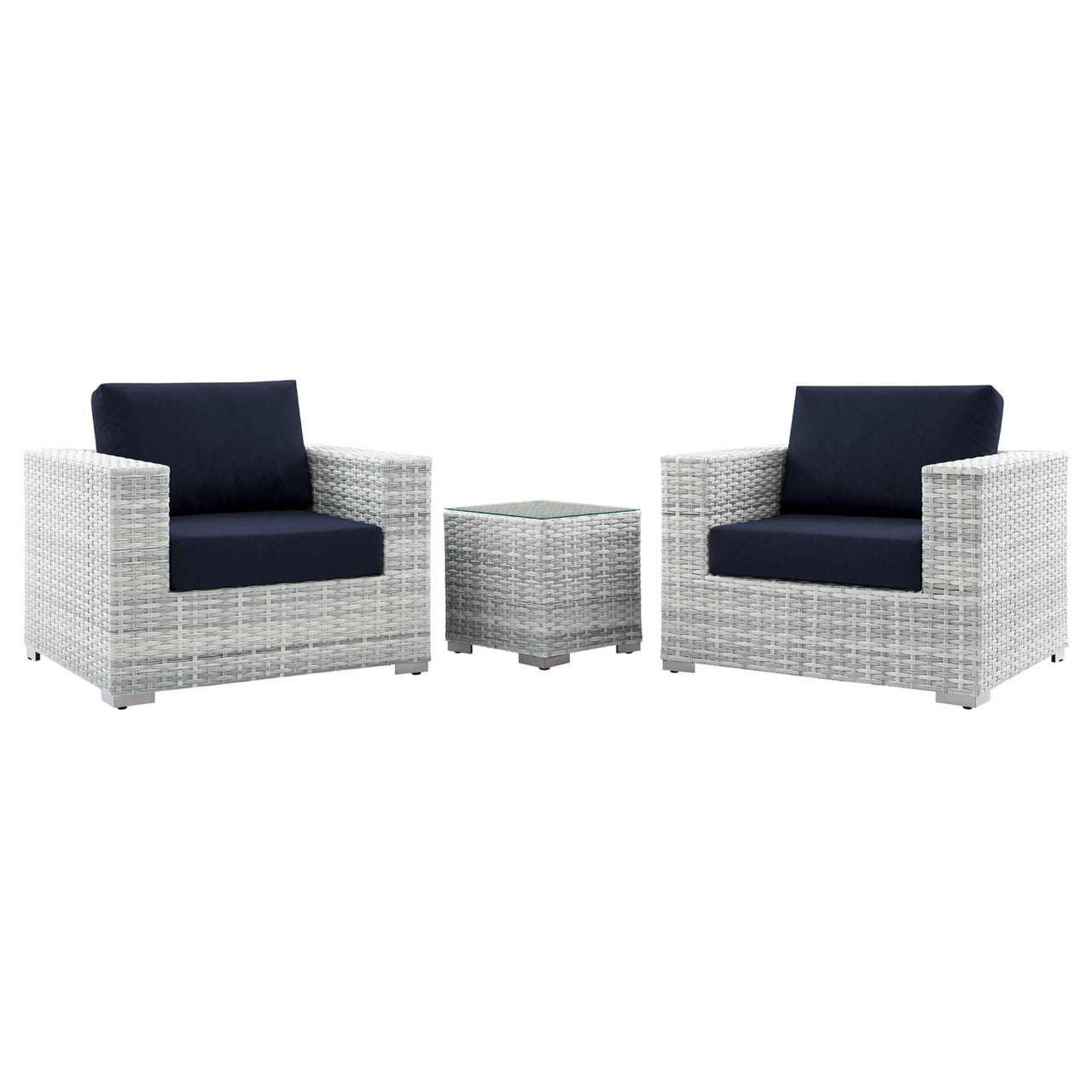 Conversation 3-Piece Alfresco Set, Light Gray & Navy