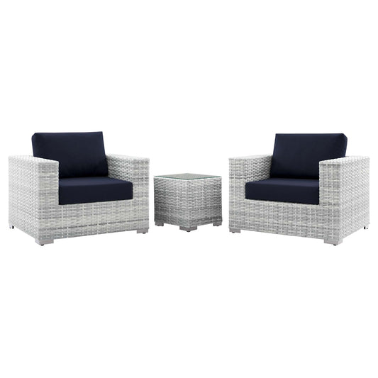 Conversation 3-Piece Alfresco Set, Light Gray & Navy