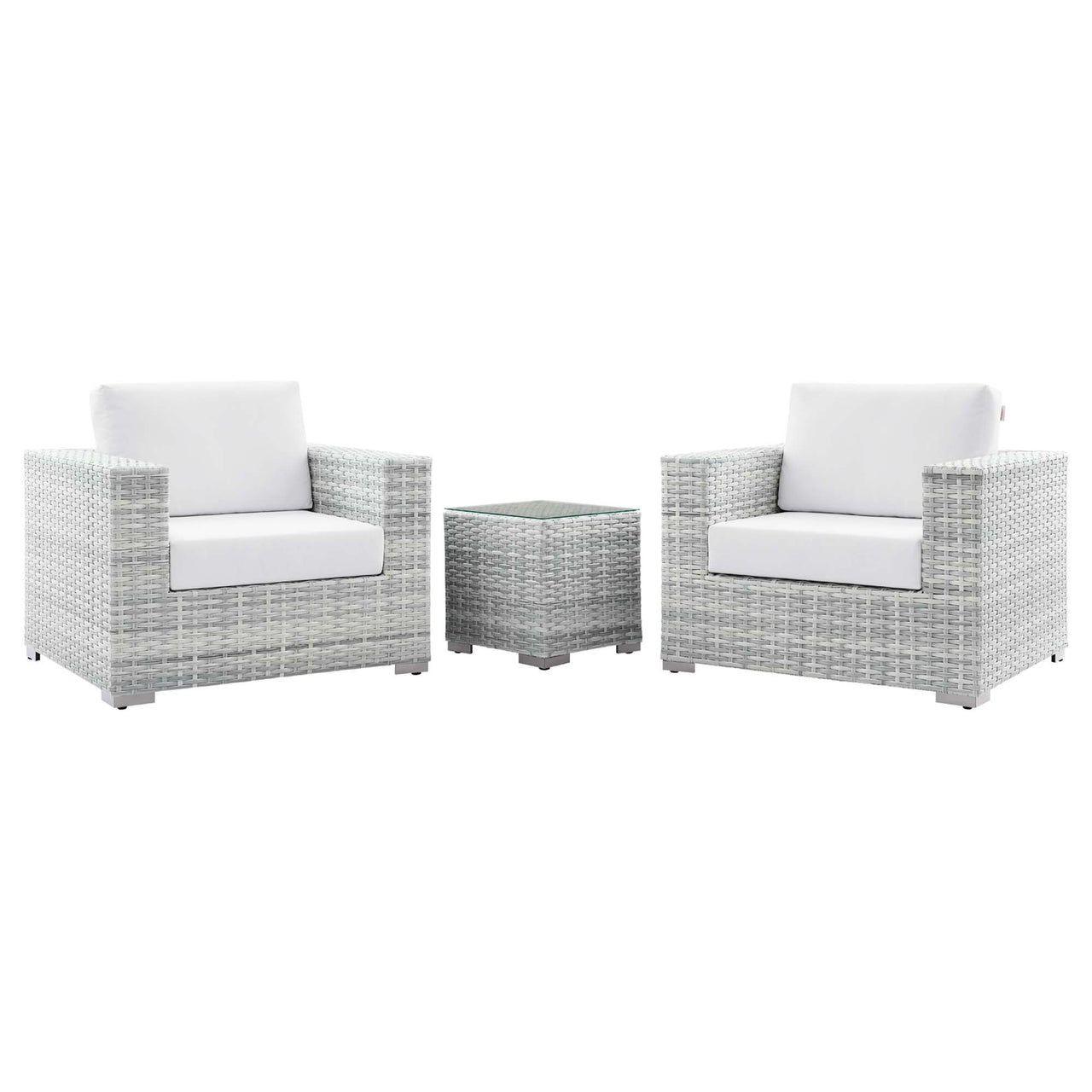 Conversation 3-Piece Alfresco Set, Light Gray & White