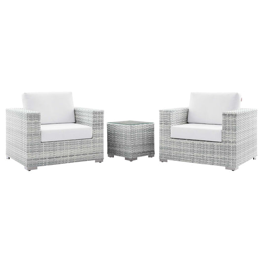 Conversation 3-Piece Alfresco Set, Light Gray & White