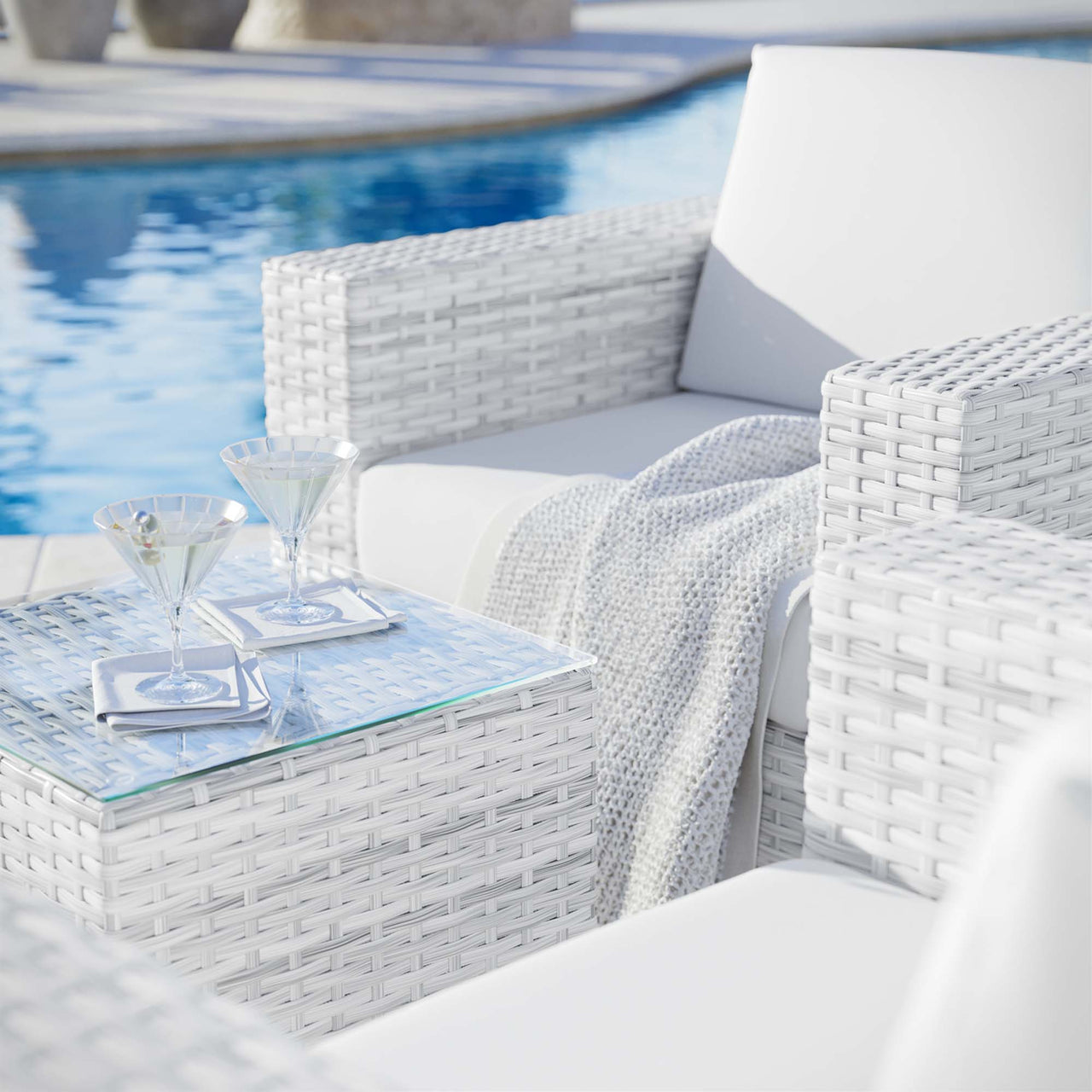 Conversation 3-Piece Alfresco Set, Light Gray & White