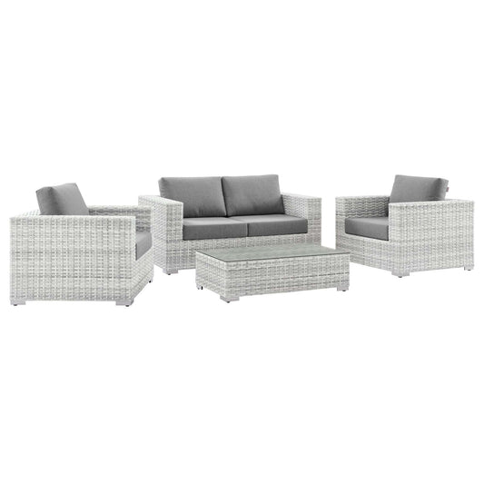 Conversation 4-Piece Alfresco Set, Light Gray & Gray