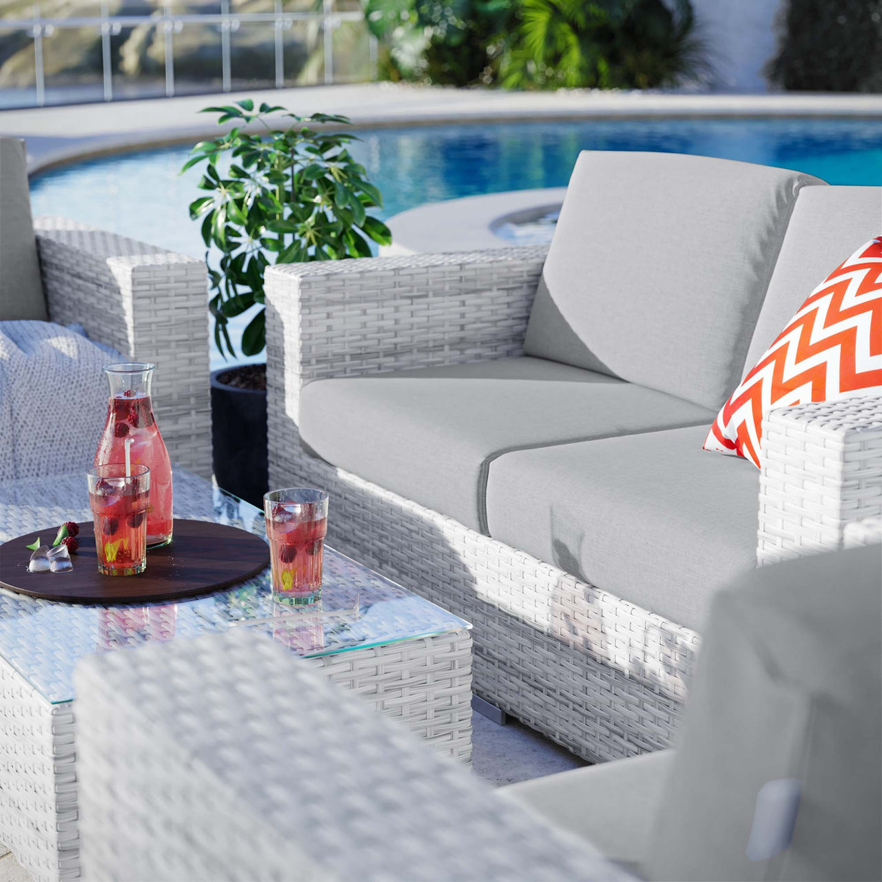Conversation 4-Piece Alfresco Set, Light Gray & Gray
