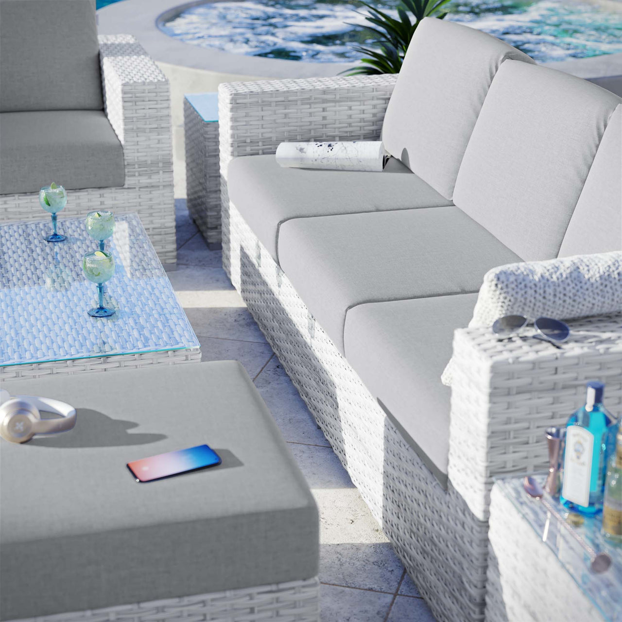 Conversation 6-Piece Alfresco Set, Light Gray & Gray