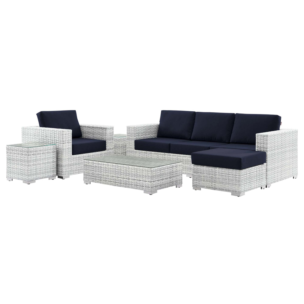 Conversation 6-Piece Alfresco Set, Light Gray & Navy