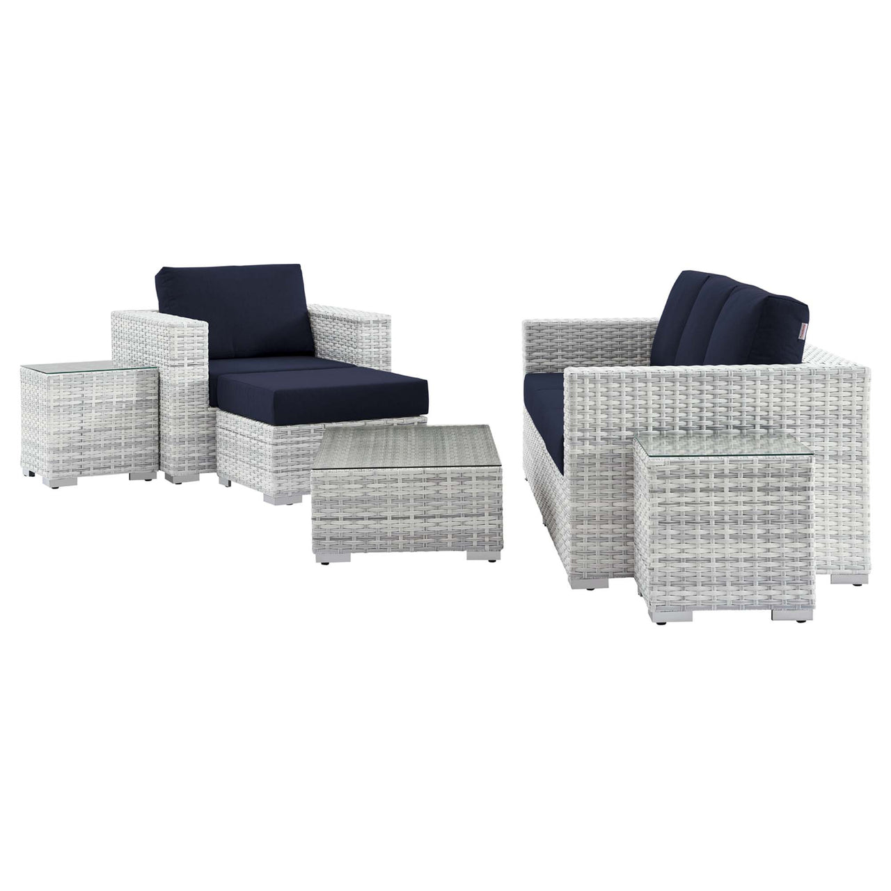 Conversation 6-Piece Alfresco Set, Light Gray & Navy