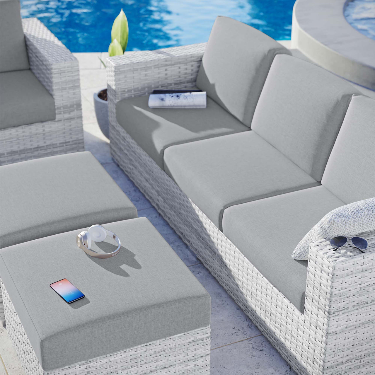 Conversation 4-Piece Alfresco Set, Light Gray & Gray