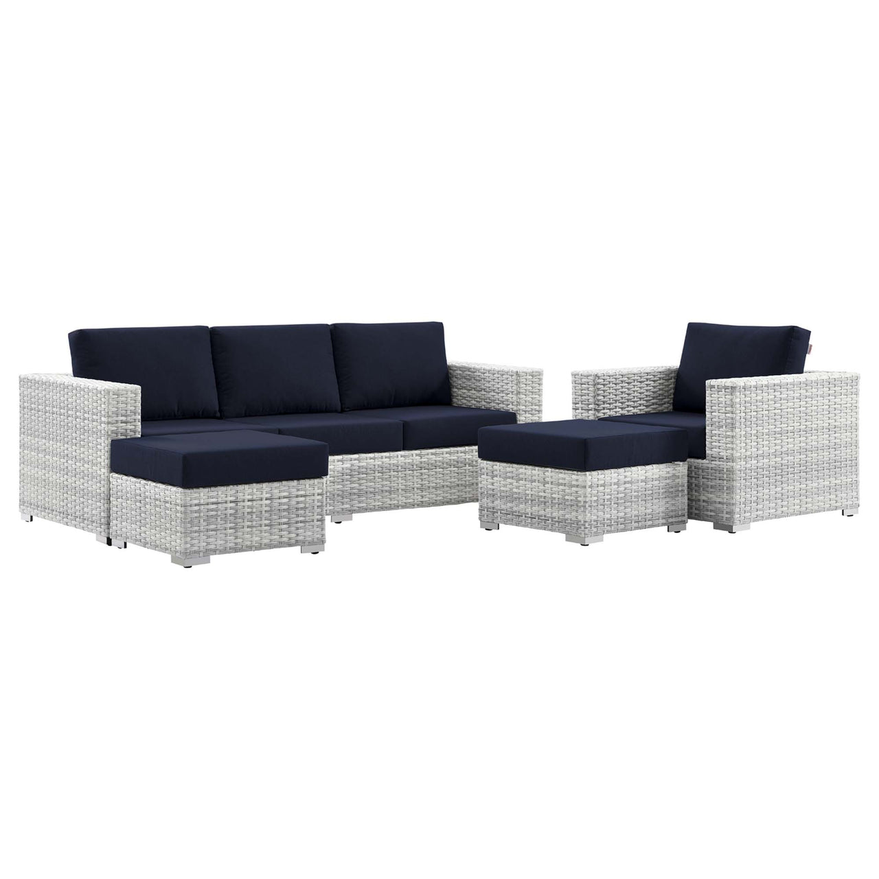 Conversation 4-Piece Alfresco Set, Light Gray & Navy