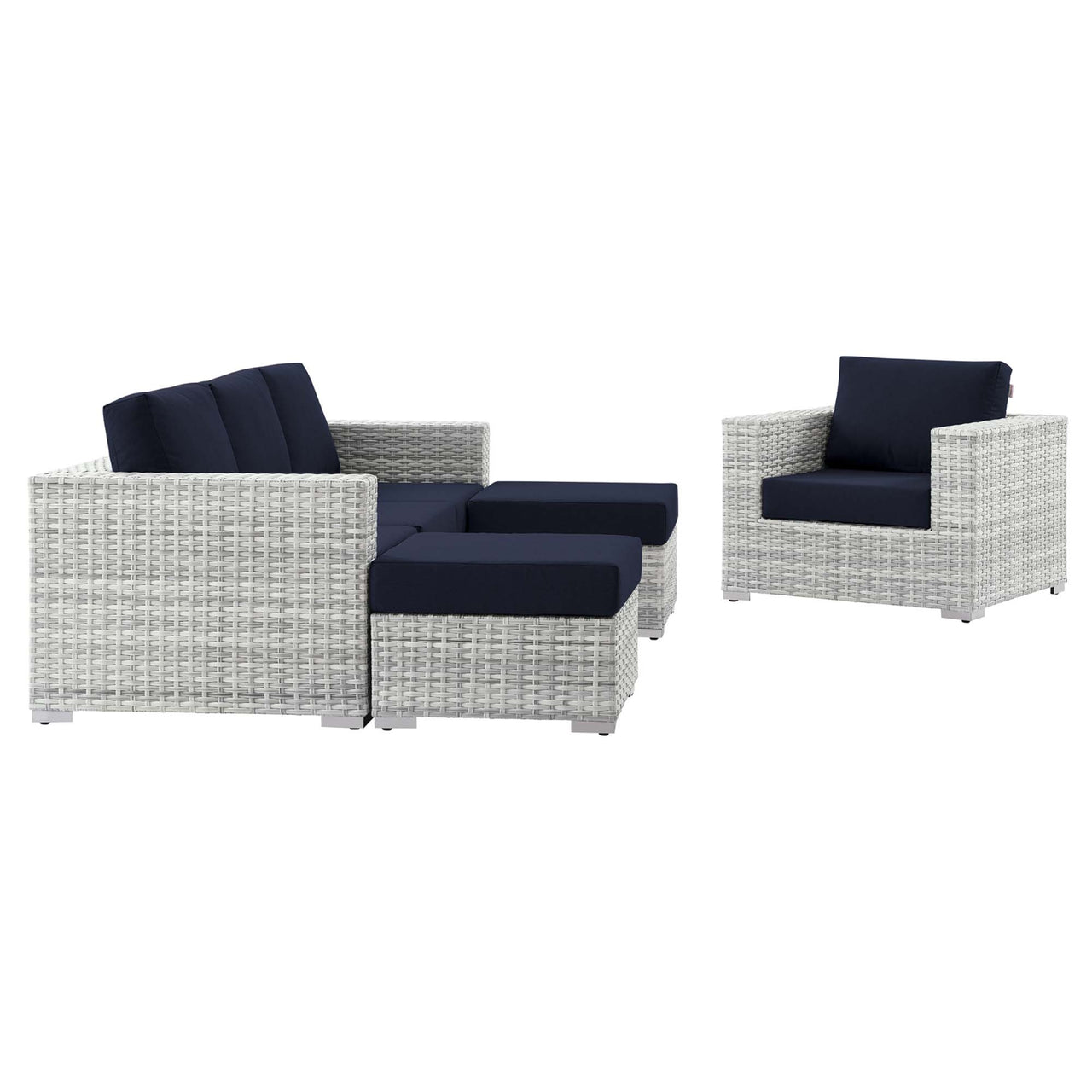 Conversation 4-Piece Alfresco Set, Light Gray & Navy