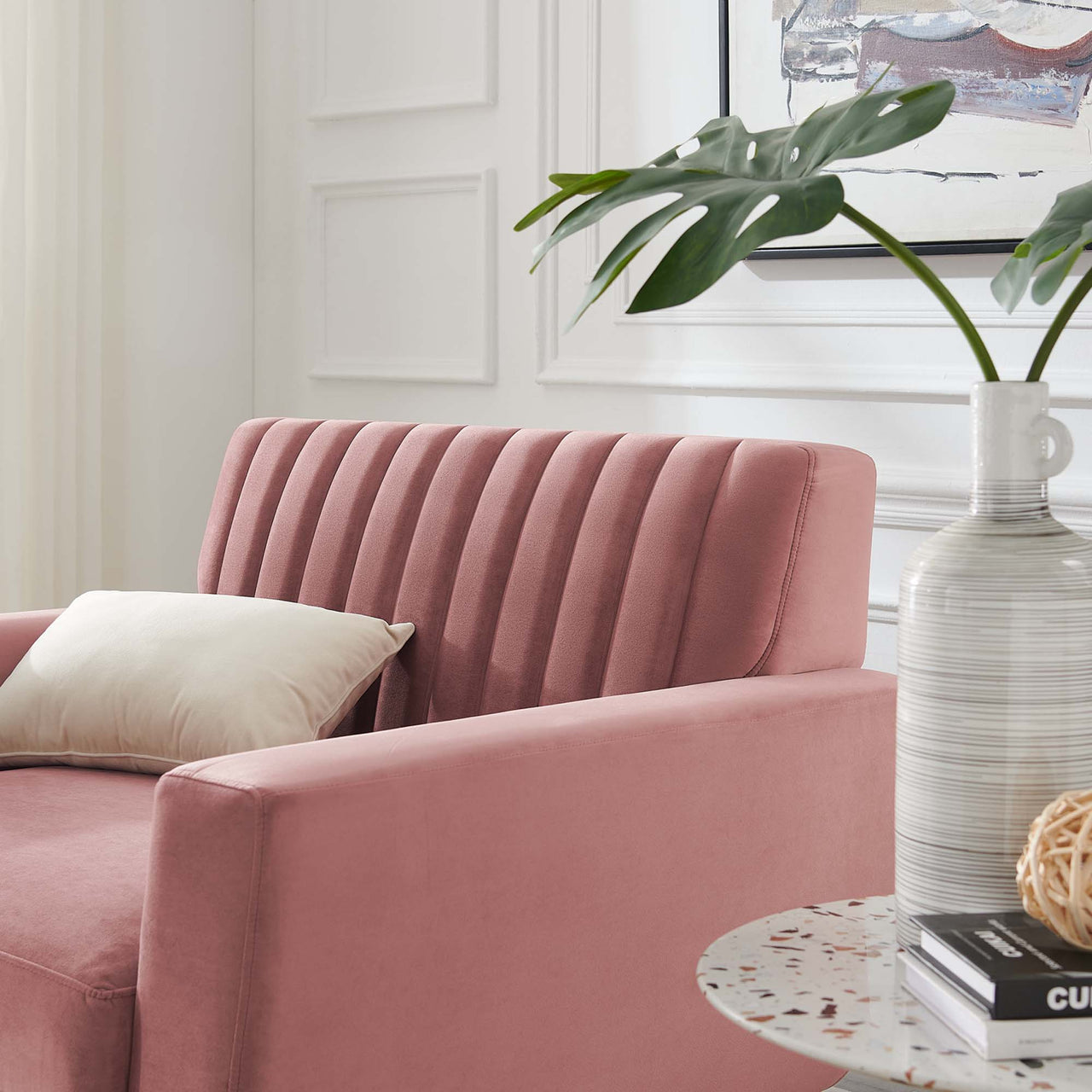 Rendezvous Velvet Armchair, Dusty Rose