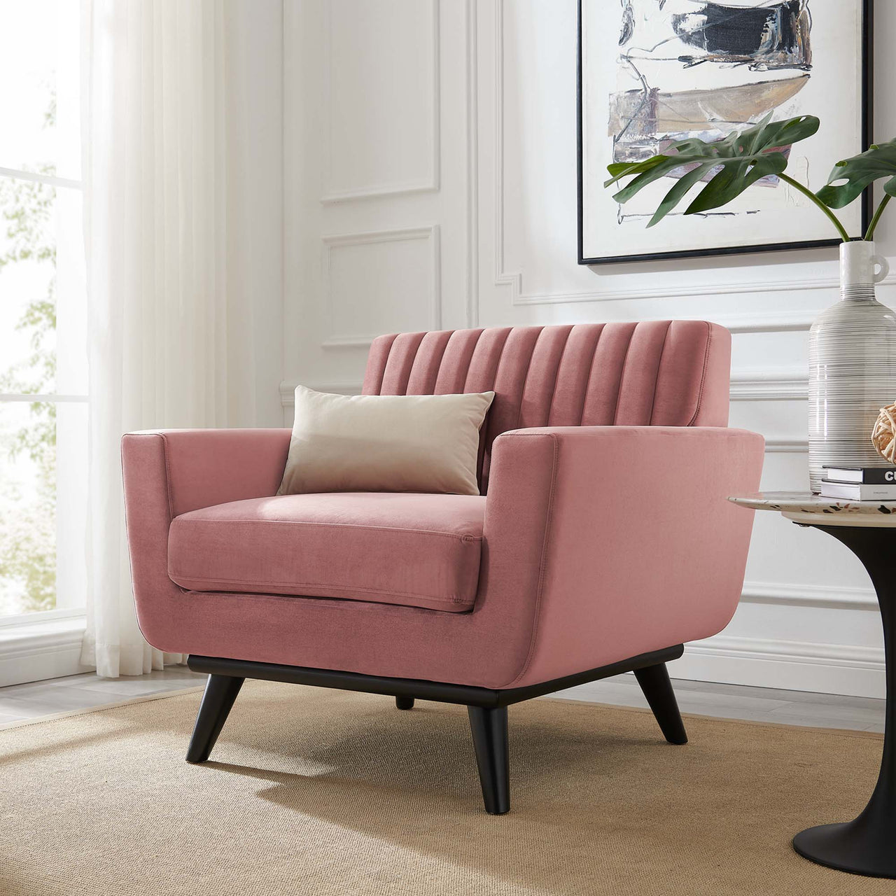 Rendezvous Velvet Armchair, Dusty Rose