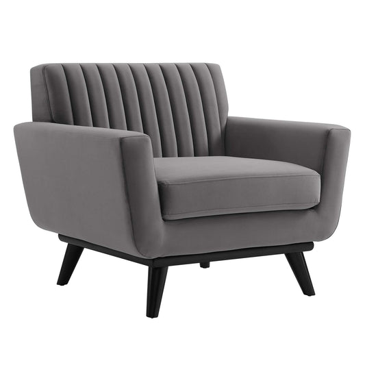 Rendezvous Velvet Armchair, Gray