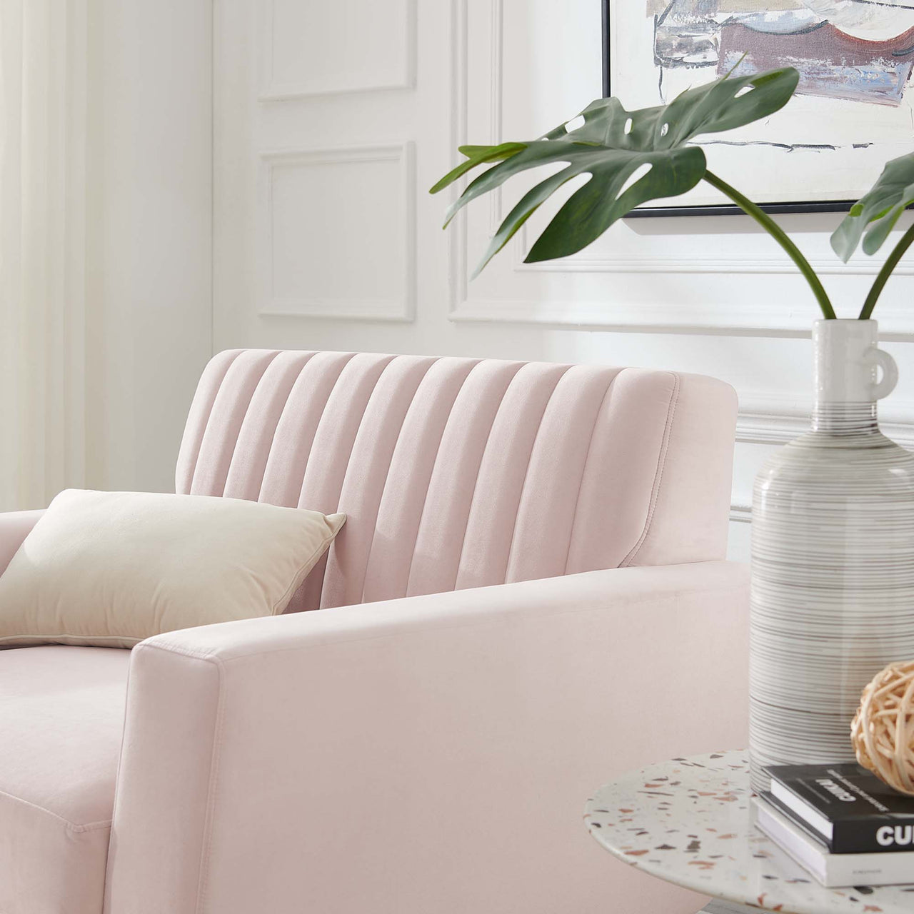 Rendezvous Velvet Armchair, Pink
