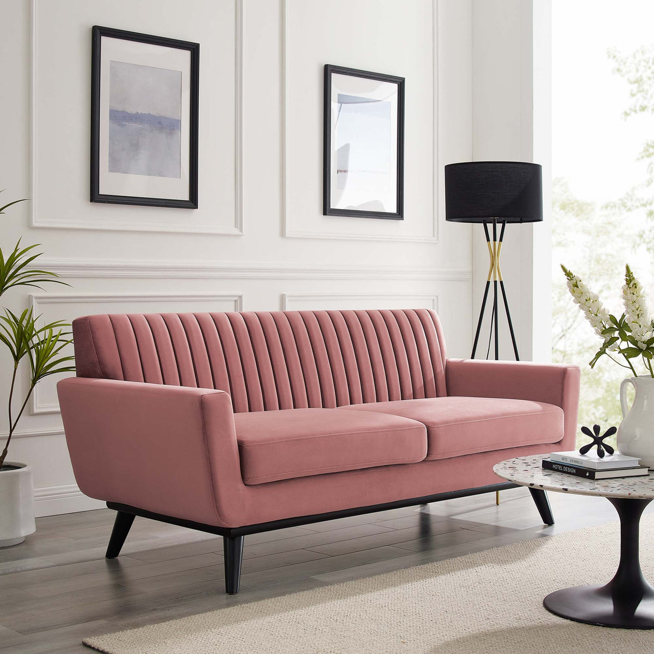 Rendezvous Velvet Loveseat, Dusty Rose
