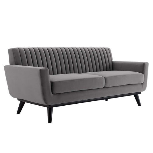 Rendezvous Velvet Loveseat, Gray