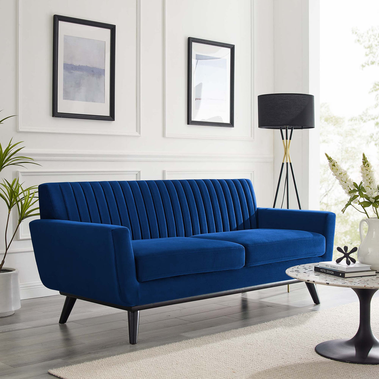 Rendezvous Velvet Loveseat, Navy