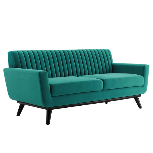 Rendezvous Velvet Loveseat, Teal