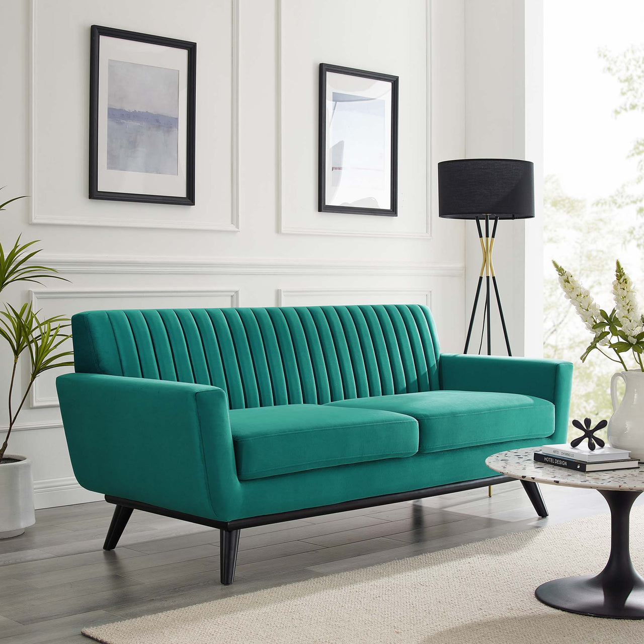 Rendezvous Velvet Loveseat, Teal