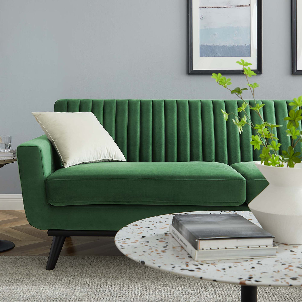 Rendezvous Velvet Sofa, Emerald