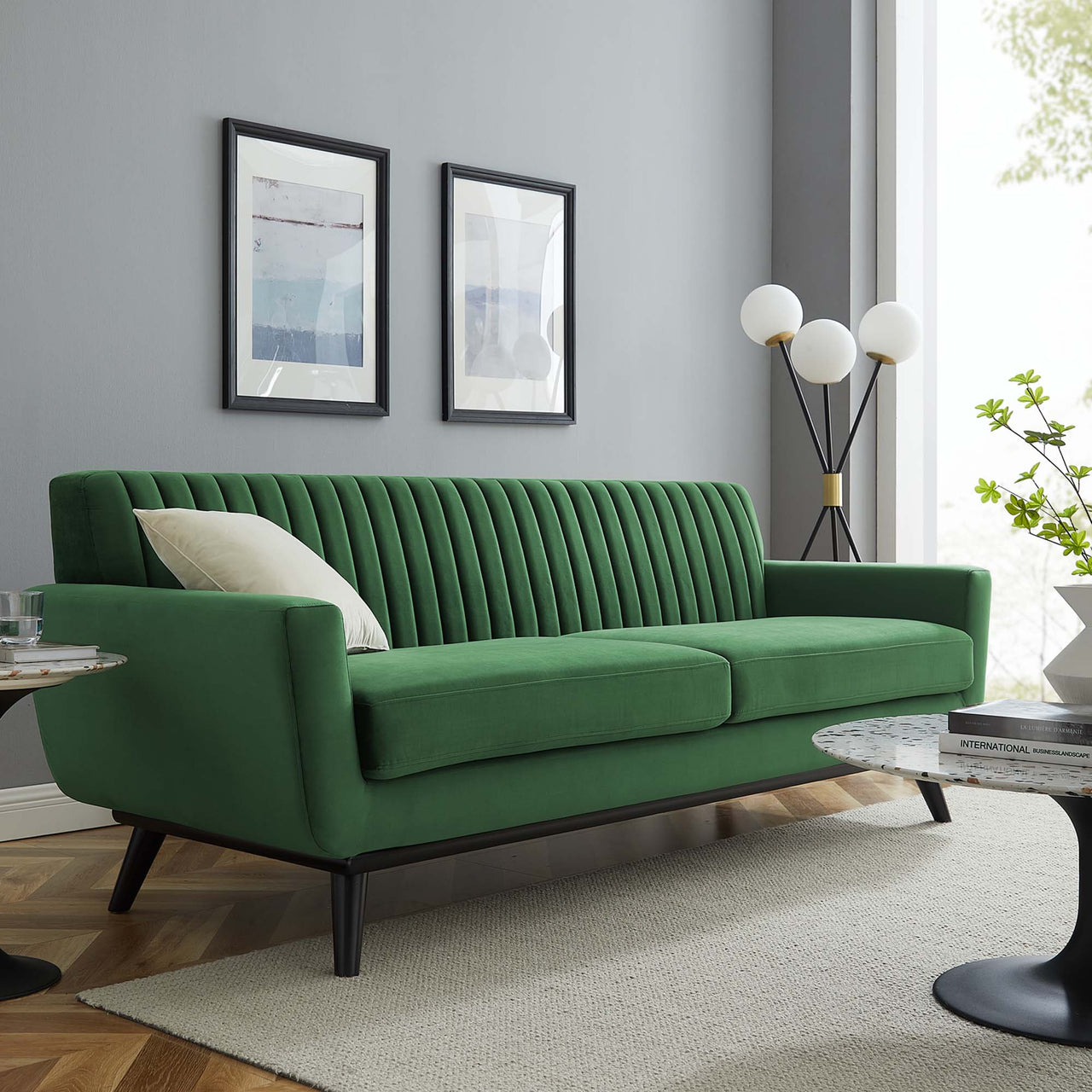 Rendezvous Velvet Sofa, Emerald