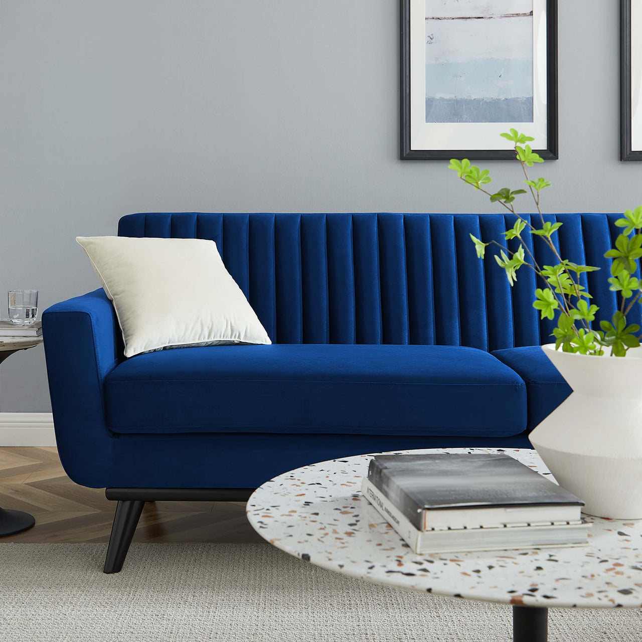 Rendezvous Velvet Sofa, Navy