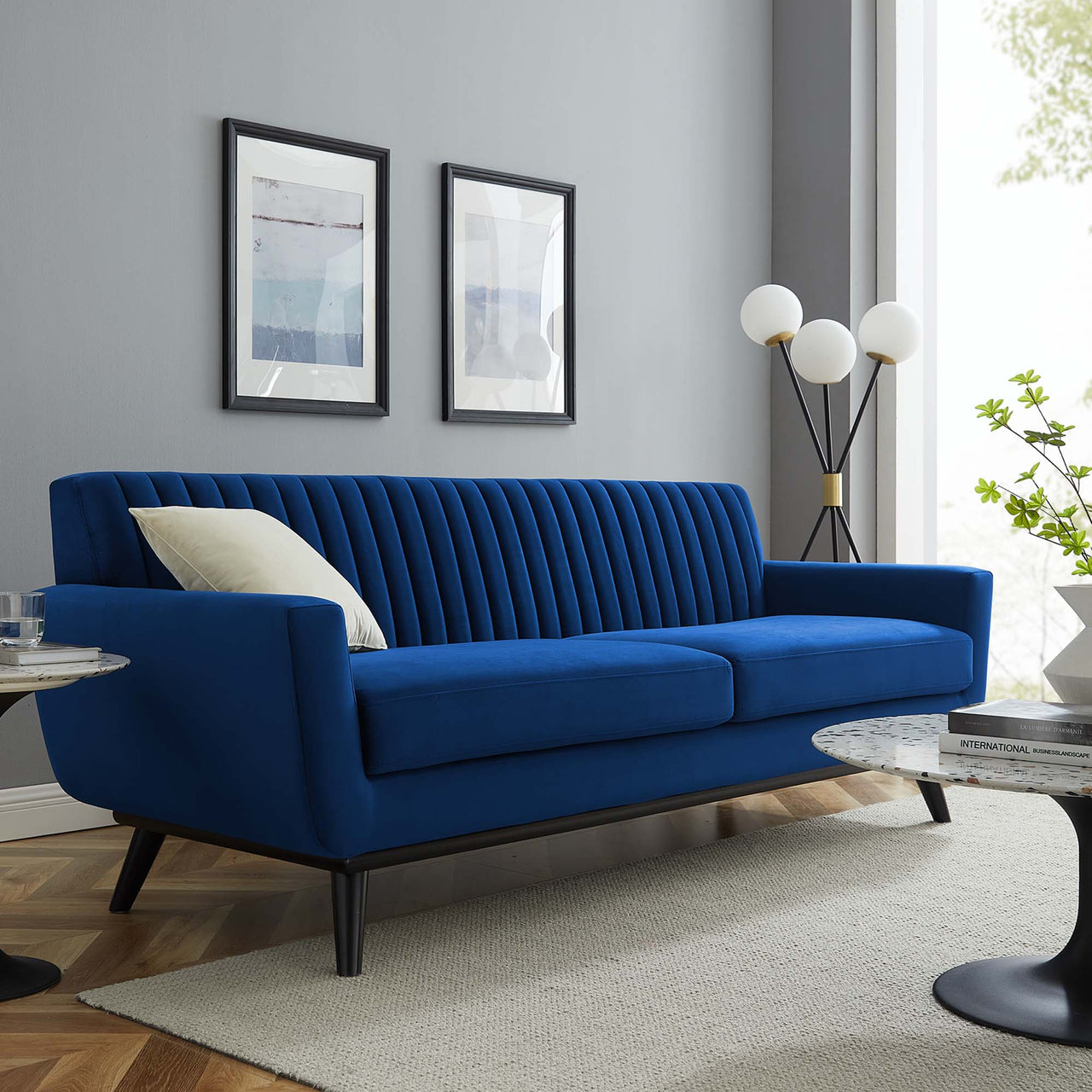 Rendezvous Velvet Sofa, Navy