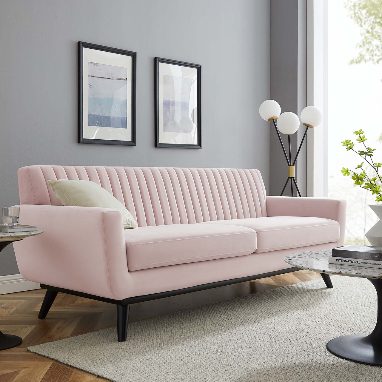 Rendezvous Velvet Sofa, Pink