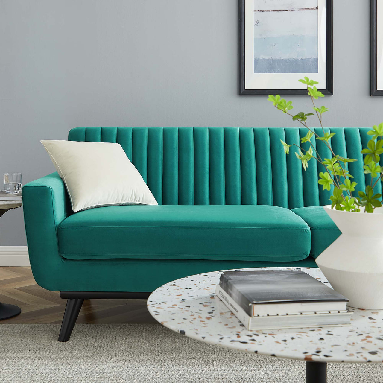 Rendezvous Velvet Sofa, Teal