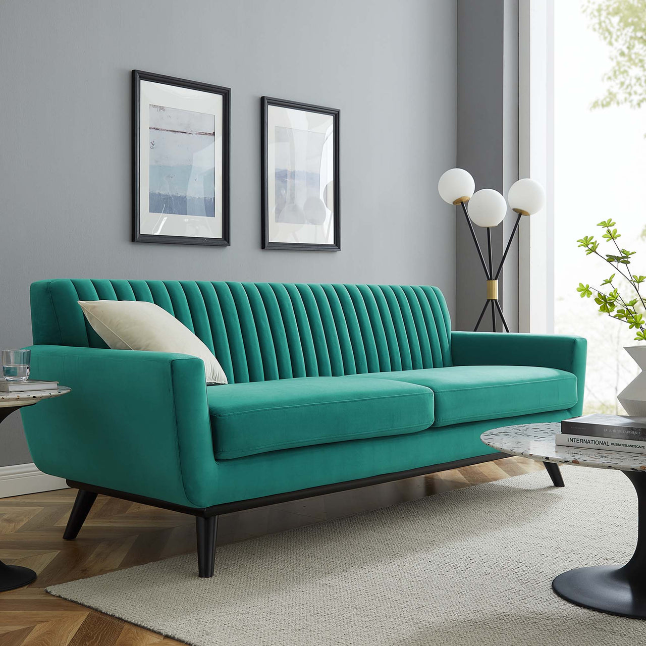 Rendezvous Velvet Sofa, Teal