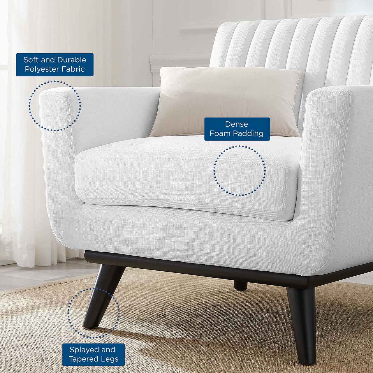 Rendezvous Fabric Armchair, White