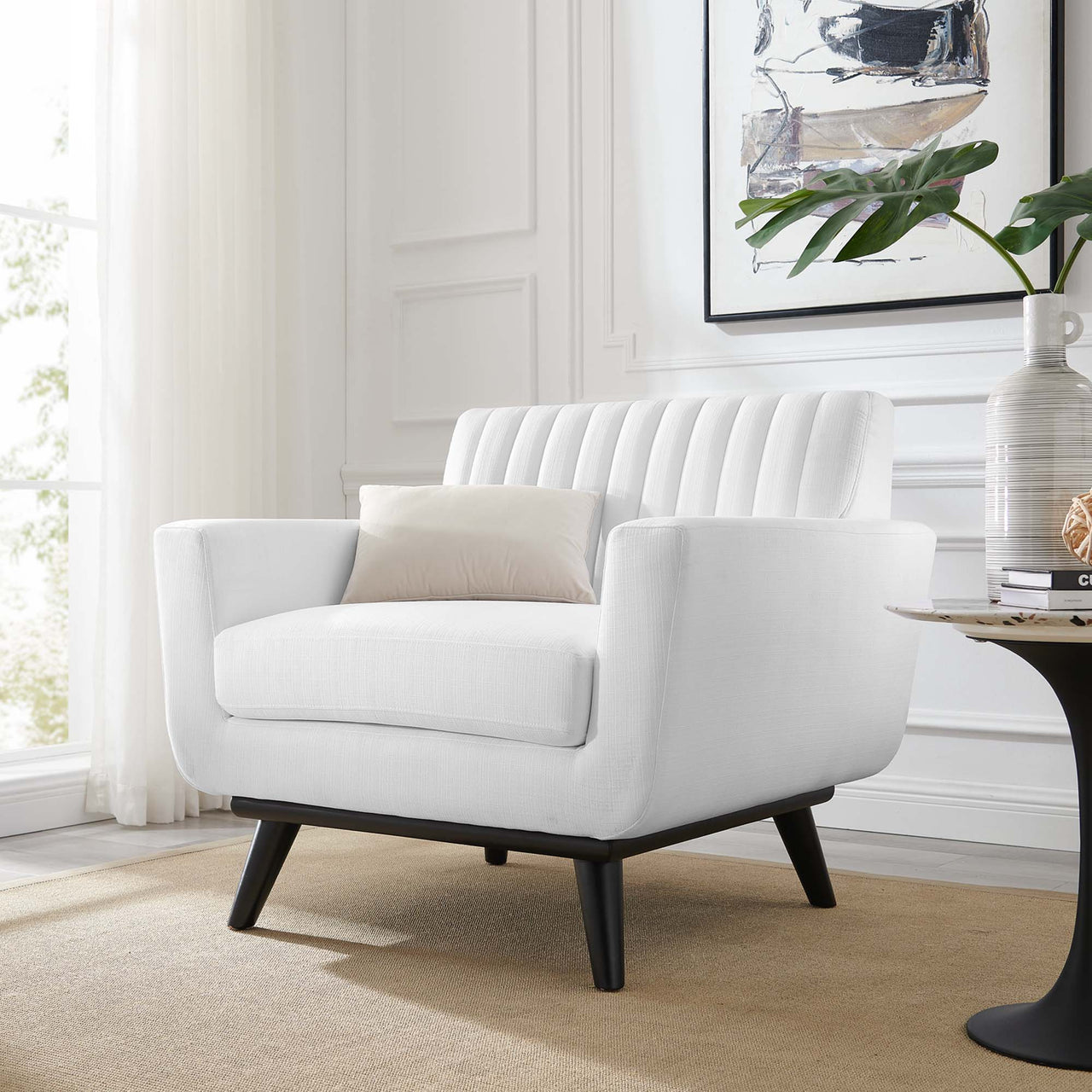 Rendezvous Fabric Armchair, White