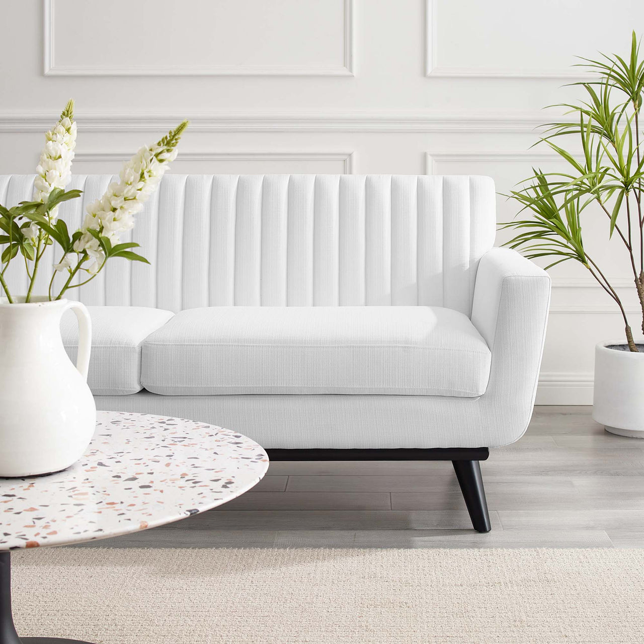 Rendezvous Fabric Loveseat, White