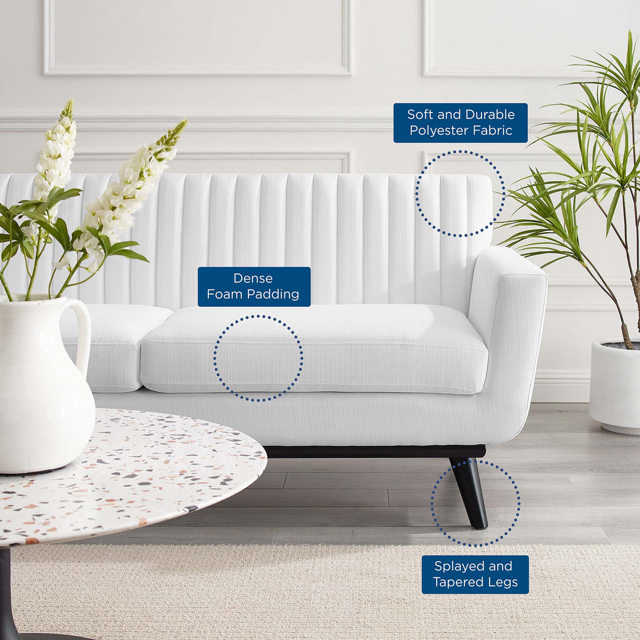 Rendezvous Fabric Loveseat, White
