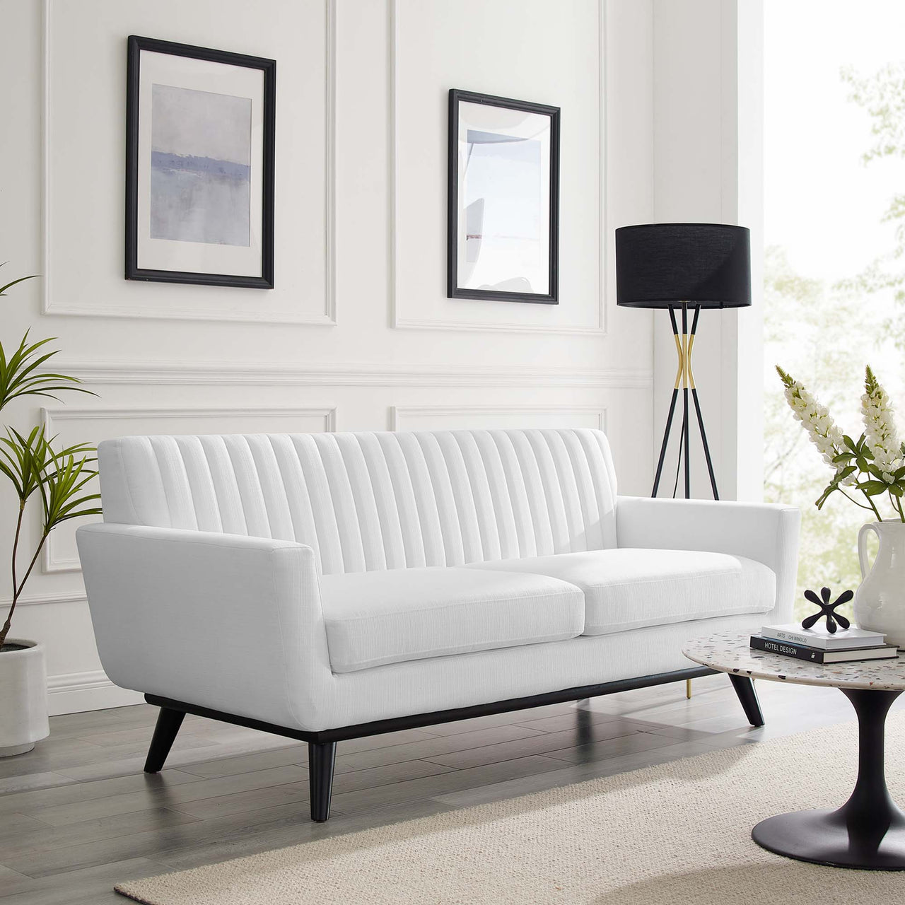 Rendezvous Fabric Loveseat, White