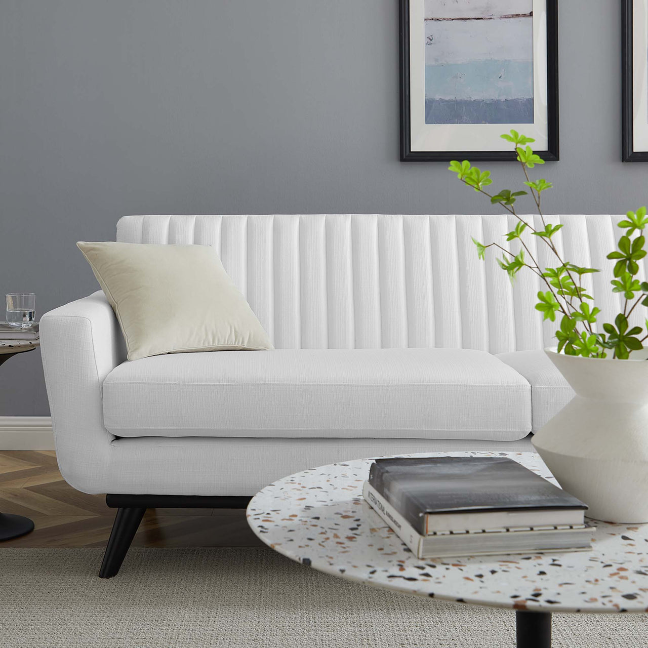 Rendezvous Fabric Sofa, White
