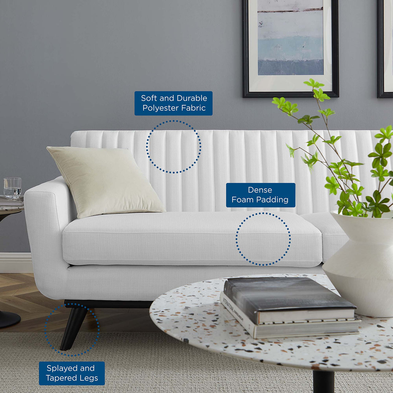 Rendezvous Fabric Sofa, White