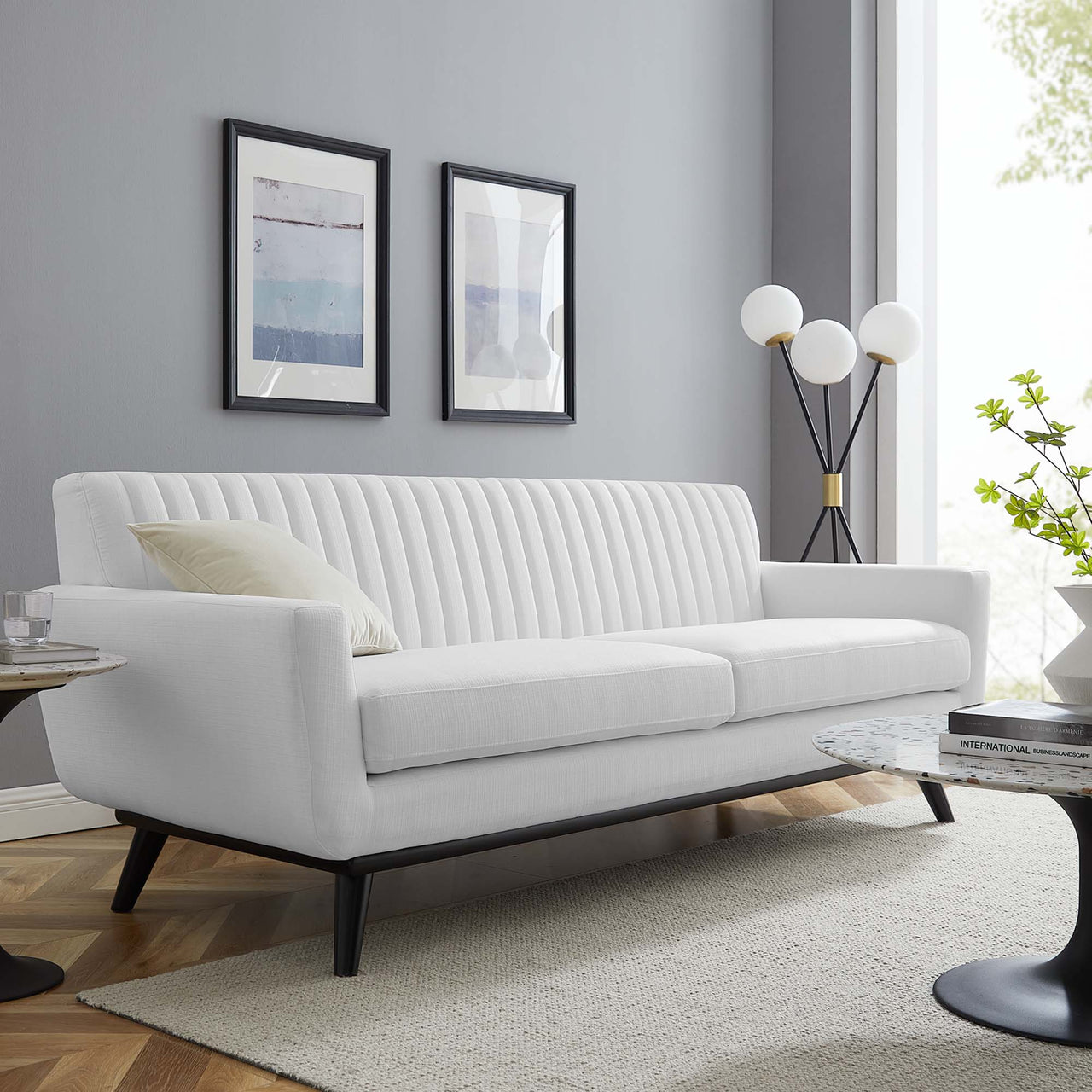 Rendezvous Fabric Sofa, White