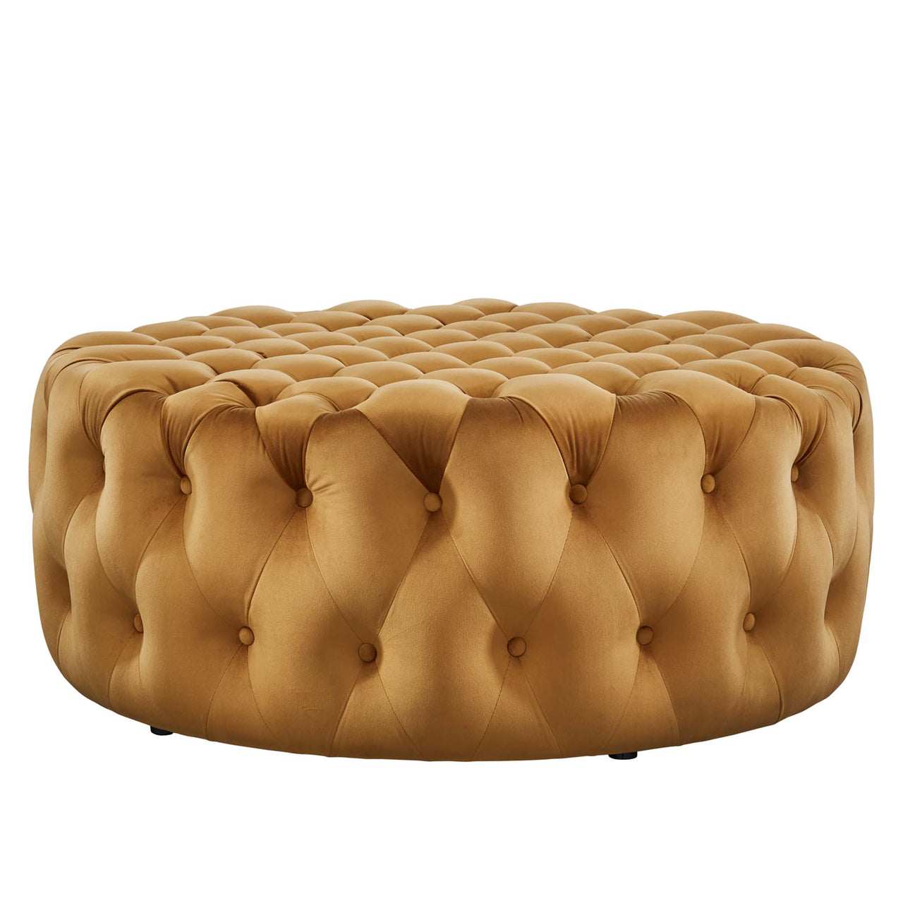 Love Round Velvet Ottoman, Large, Cognac