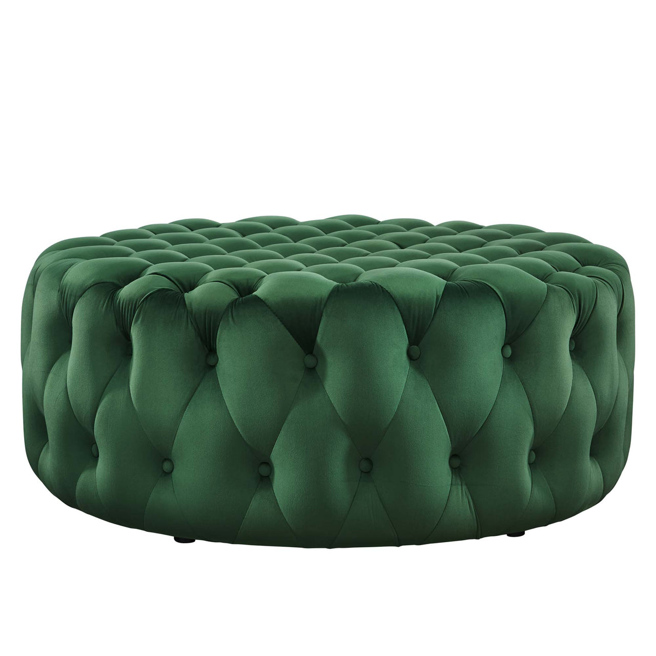 Love Round Velvet Ottoman, Large, Emerald