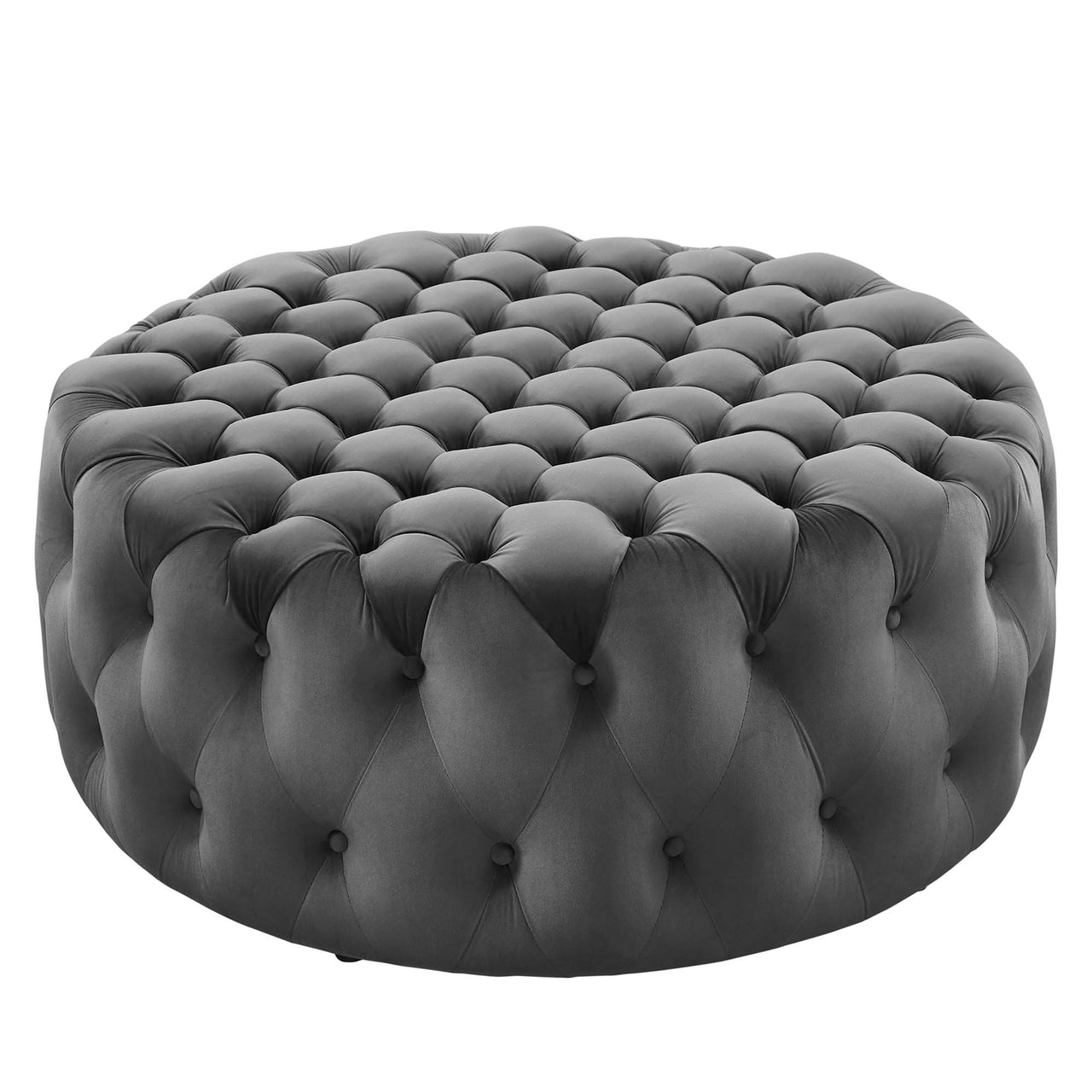 Love Round Velvet Ottoman, Large, Gray