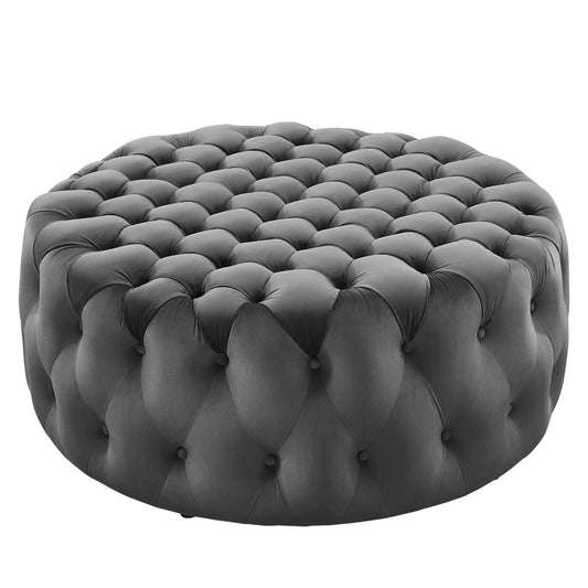 Love Round Velvet Ottoman, Large, Gray