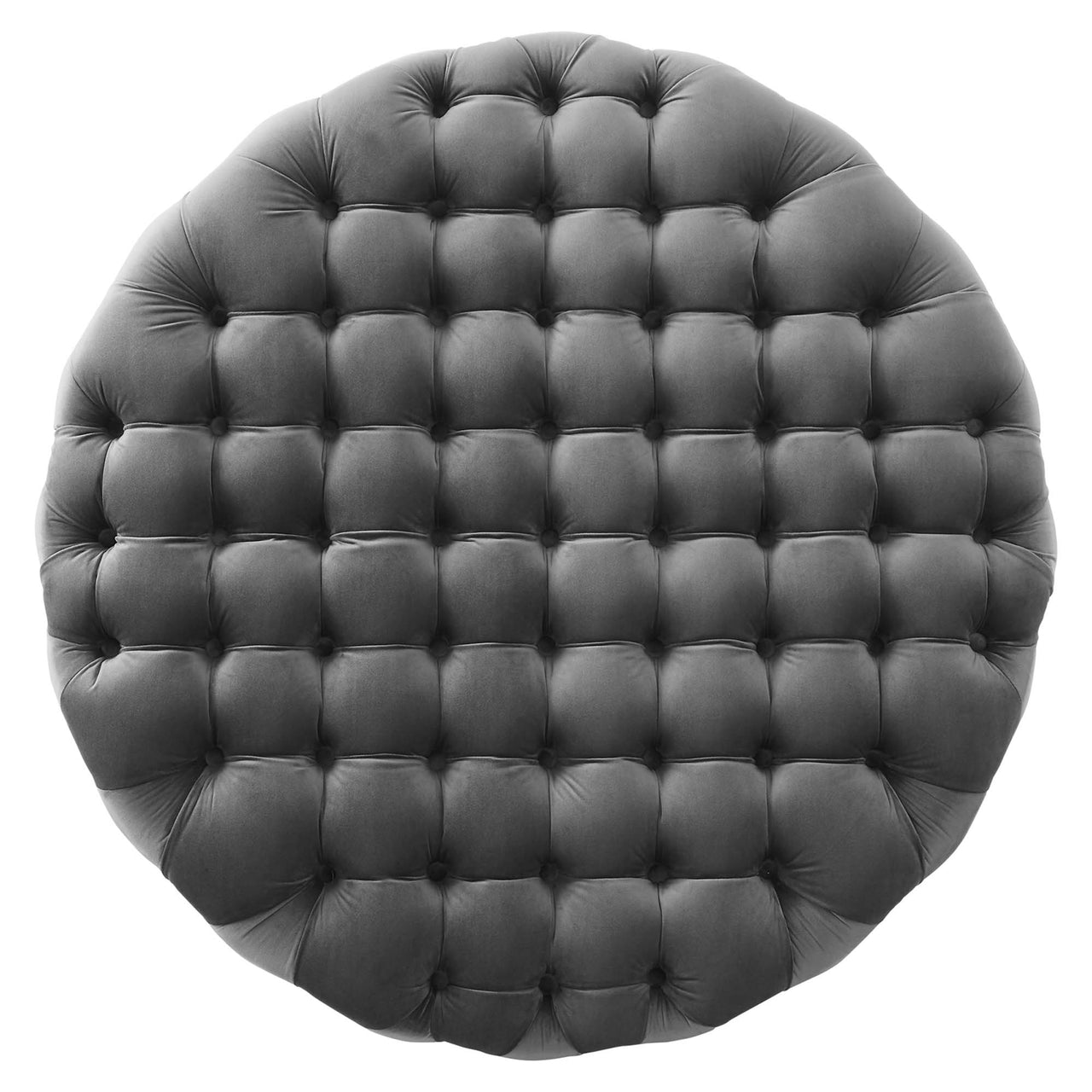 Love Round Velvet Ottoman, Large, Gray