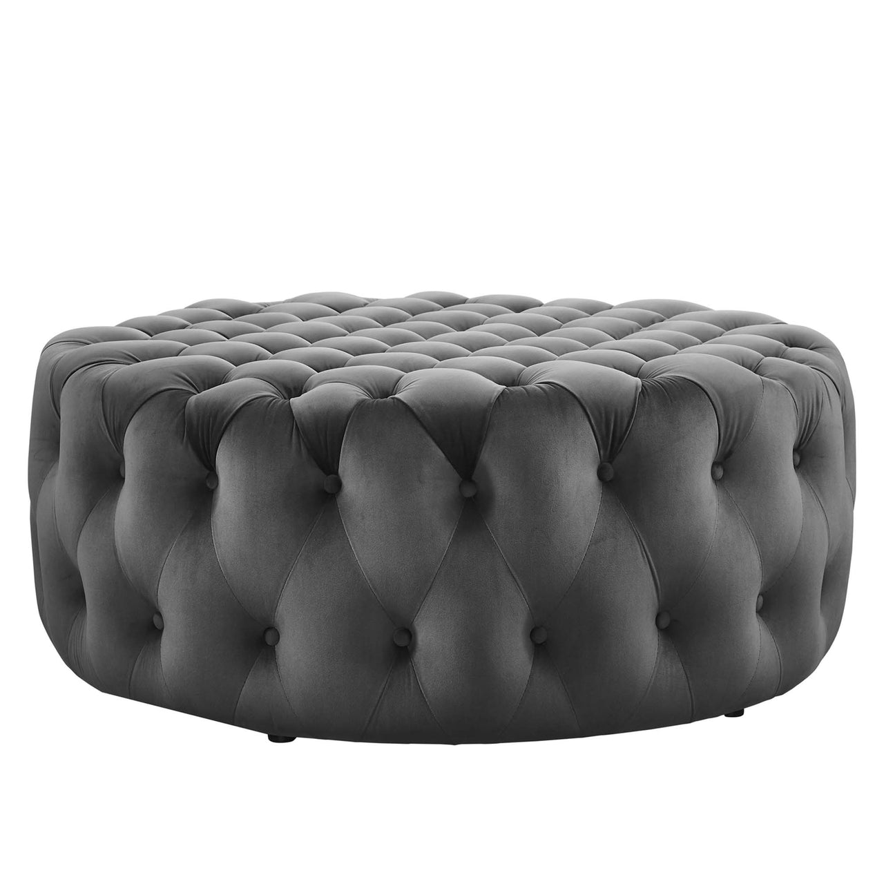 Love Round Velvet Ottoman, Large, Gray