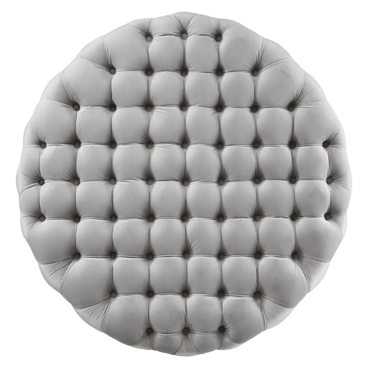 Love Round Velvet Ottoman, Large, Light Gray